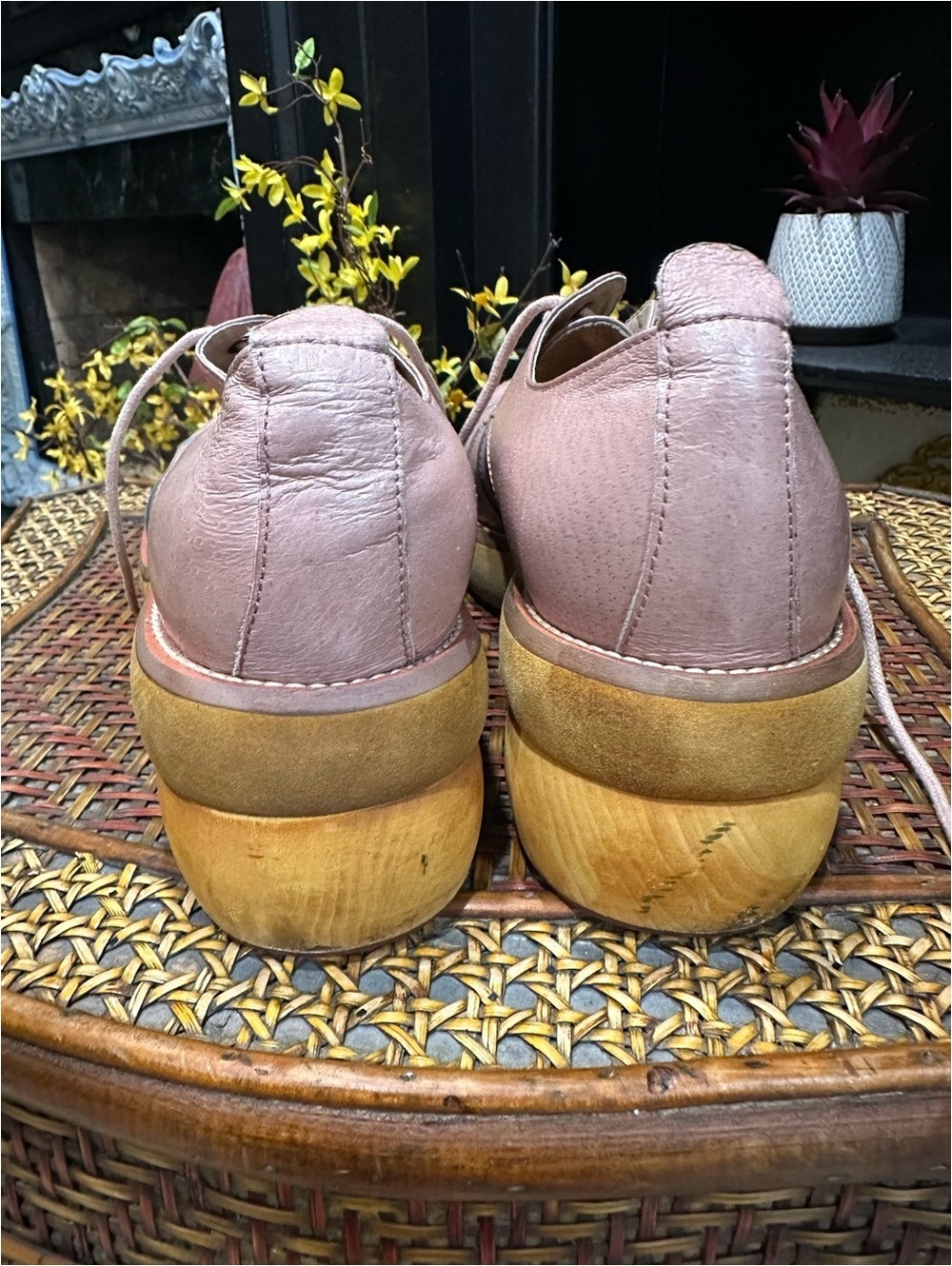 Vintage Gazit Leather Oxford Shoes in Dusty Pink + Blue Stripe Size 39 (US 8) - Picture 8 of 9